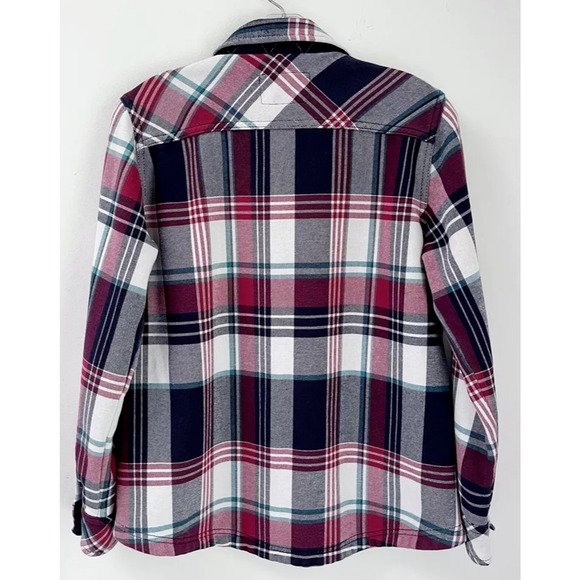 Orvis Women's Pinnacle Shacket Plaid Flannel M Snap Button Up Shirt Fleece Lined - Picture 2 of 8